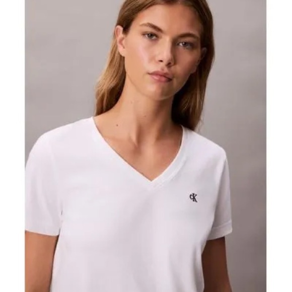 Calvin Klein Women's Classic White Tee - Picture 2 of 4
